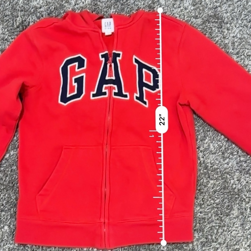 Kids Gap Logo Zip Hoodie red boys large - Picture 8 of 10